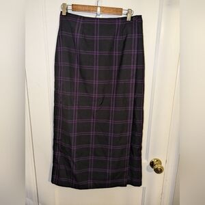 Black and purple plaid maxi skirt